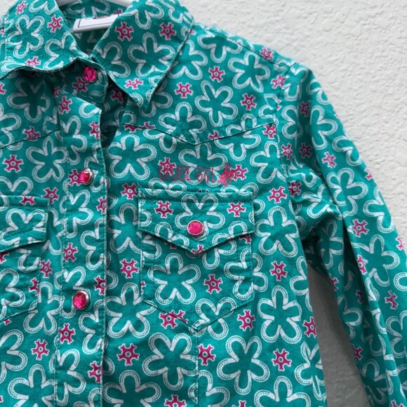 Cruel Girl Floral Pearl Snap Long Sleeve Collared Button Shirt Toddler Girl 4T - Picture 3 of 6